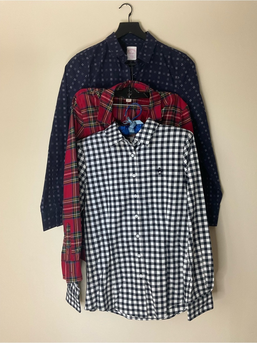 Bundle lot set 3 Brooks Brothers Black & White Gingham plaid Button-Down Shirt